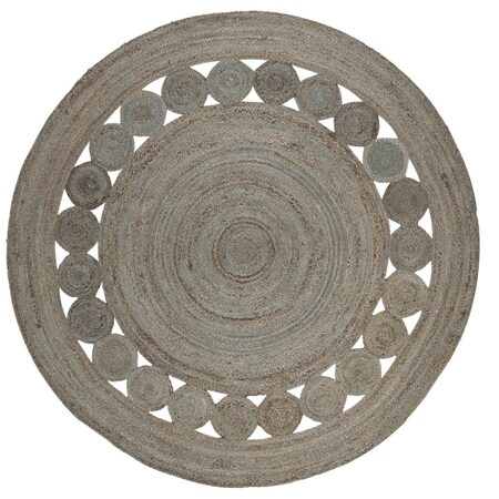 Flowers First 11 x 11 ft. Natural Fiber Round Rug, Grey FL1862460
